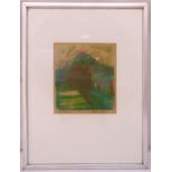 E. Luke framed and glazed polychromatic abstract artist proof signed and dated 58, 24 x 21cm