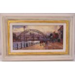 Bruce Yardley framed oil on panel titled New Tyne Bridge Newcastle, signed bottom right, Cato
