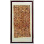 A framed composite of Victorian Penny Red stamps, 240 stamps AA-TL, 61 x 32cm