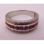 14ct white gold and coloured stone ring, approx total weight 3.1g