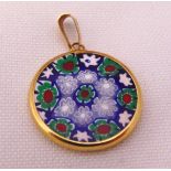 18ct yellow gold and Millefiore glass pendant