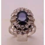 Diamond and sapphire dress ring, tested 14ct, approx total weight 5.7g