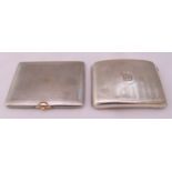 Two hallmarked silver cigarette cases one with gold cartouche and clasp, George V era date marks,