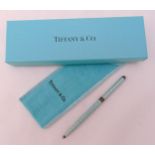 Tiffany and Co. silver and enamel ballpoint pen in original packaging