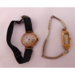 Two 9ct gold ladies wristwatches A/F