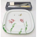 Royal Worcester Alfresco pattern serving platter and a Wedgwood Vera Wang bread knife and cake