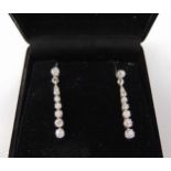 18ct white gold and diamond drop earrings, approx total weight 4.3g