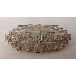 Art Deco white gold and diamond brooch, approx total weight 9.1g