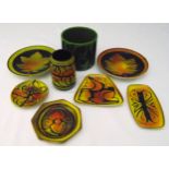 Six Poole Pottery Aegean plates and dishes, a vase and planter all of varying shape and form (8)