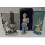 Lladro three figurines 010.05192, 07650 and 05361 all in original packaging, tallest 24cm (h)