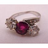 Diamond and ruby dress ring, tested 18ct, approx total weight 5.2g