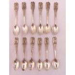 Twelve Persian white metal coffee spoons, approx total weight 238g