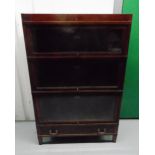 An original Globe Wernicke rectangular mahogany three section glazed bookcase with base single