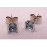 A pair of 18ct white gold and aquamarine earrings