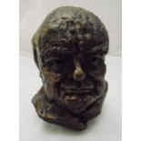 A bronzed bust of Winston Churchill, indistinctly stamped to the back, 24cm (h)