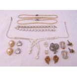 A quantity of crystal, diamante and costume jewellery to include a Napier necklace, a pair of