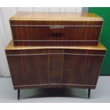 Sureline mid 20th century rectangular drinks cabinet the hinged top revealing mirrored interior