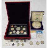 A quantity of GB and foreign coins to include 2007 proof set with COA, pre 1947 silver coins, USA
