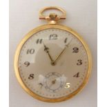 9ct yellow gold open face pocket watch with subsidiary seconds dial A/F