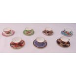 Royal Worcester collection of miniature teacups and saucers of various style, marks to the bases (