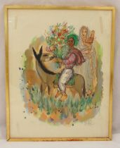 Reuven Rubin framed and glazed polychromatic lithograph of biblical character signed bottom right,