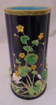 George Jones Majolica stick and umbrella stand of cylindrical form decorated with applied fish,