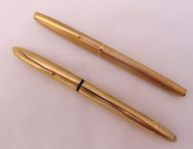 Shaffer gold fountain pen with 14ct gold nib and a 9ct gold fountain pen