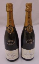 Pol Roger vintage 1990 champagne two 75cl bottles