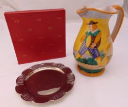 Christian Dior water jug decorated with a figure in a landscape and a Christine Dior plate in