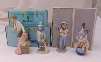 Four Lladró figurines of children in various poses to include 5115, 5220, 5813 and 7610, marks to