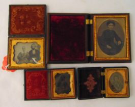 Four 19th century Daguerreotype portraits in original fitted cases with lined interiors