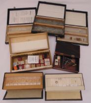 A cased quantity of pre prepared slides, a quantity of slide making equipment and tools and three