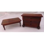 A Victorian style mahogany apprentice dining room table and a 20th century apprentice chest of