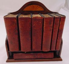 An Aspreys Houghton & Gunn miniature Edwardian inlaid bookcase with the selection of books to