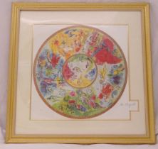 Marc Chagall framed and glazed polychromatic lithograph of the ceiling of the Palais Garnier opera