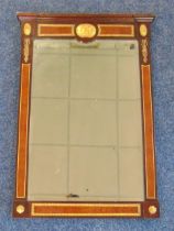 A Regency style rectangular bevel edge mirror with applied gilded metal mounts, 91 x 64 x 5cm