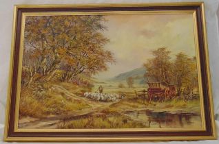 Don Vaughan framed oil on canvas of a country landscape titled To Pastures New, signed bottom right,