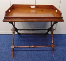 A Victorian rectangular mahogany butlers tray on collapsable base, 75 x 79 x 59cm