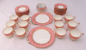 Aynsley Sheraton 8163 teaset to include cups, saucers, cake plates, sugar bowl and plates (39)