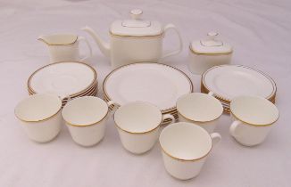 Royal Doulton Gold Concord teaset for six place settings to include a teapot, milk jug, sugar