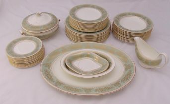 Wedgwood Gold Columbia (sage green) part dinner service to include plates, a sauce boat, a meat