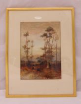 William Manners framed and glazed watercolour of figures collecting firewood, signed bottom left, 35