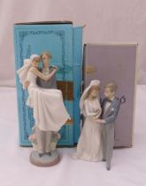 Two Lladró figurines of brides and grooms in various poses to include 5282 and 5885, marks to the