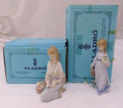 Two Lladró figurines of girls in various poses to include 7604 and 7607, marks to the bases, all