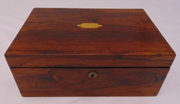 A flame mahogany rectangular writing slope of customary form, 14 x 35.5 x 24cm