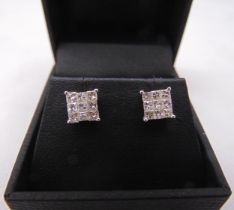 A pair of 18ct yellow gold and diamond earrings, approx total weight 1.4g