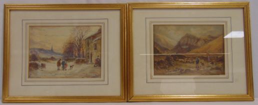 William Manners a pair of framed and glazed watercolours depicting colleges at Levene near Kendal
