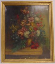 Jan Van Os framed oil on canvas still life of flowers on a table signed middle bottom, 72.5 x 60cm