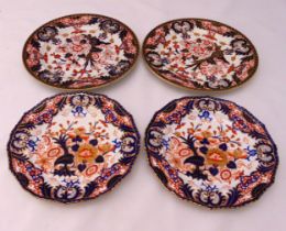 Four Bloor Derby cabinet plates decorated with flowers and leaves