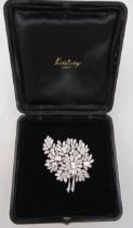 Kutchinsky style 18ct white gold and diamond brooch, approx 19ct of diamonds, tested 18ct, approx